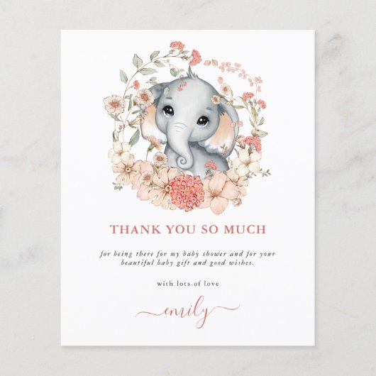 予算かわいい象サンゴ赤ちゃんシャワーありがとう (正面)