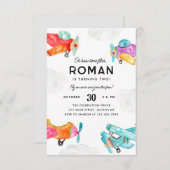 予算かわいい飛行機雲キッド飛行機誕生日 ノートカード (正面/裏面)