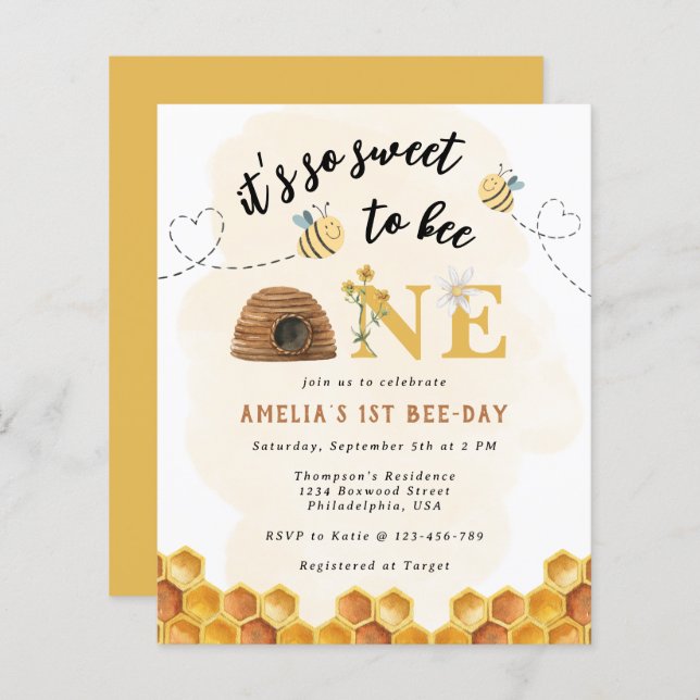 予算かわいい1歳の誕生日を迎えるのはとても甘い (正面/裏面)