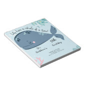 予算かわいい"時間の鯨"海の招待状 ノートパッド (アングル)