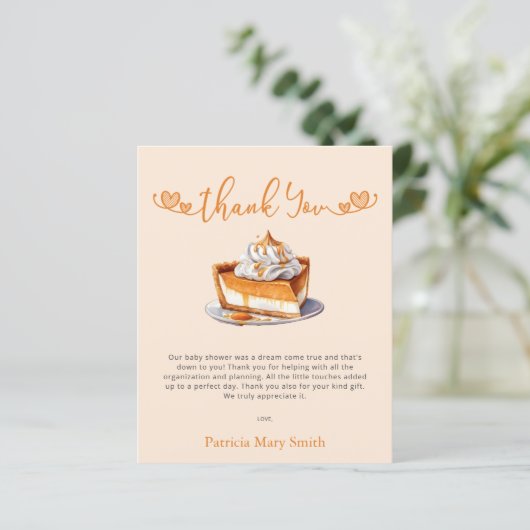 予算かわいこちゃんパイ赤ちゃんシャワーサンキューカード (スタンド正面)