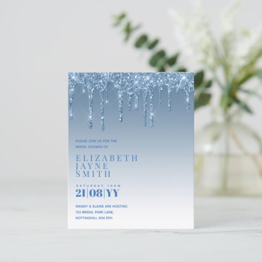 予算かわいらしブライダルシャワーガーリー招待状グリッター (スタンド正面)