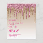 予算かわいらしブライダルシャワーガーリー招待状グリッター (正面)