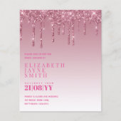予算かわいらしブライダルシャワーガーリー招待状グリッター (正面)