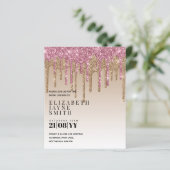 予算かわいらしブライダルシャワーガーリー招待状グリッター (スタンド正面)