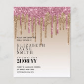予算かわいらしブライダルシャワーガーリー招待状グリッター (正面)