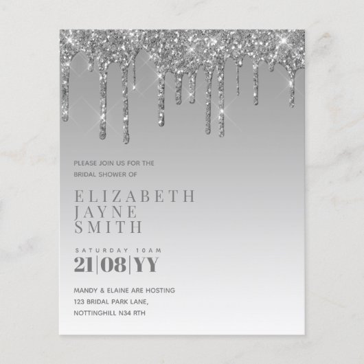 予算かわいらしブライダルシャワーガーリー招待状グリッター (正面)