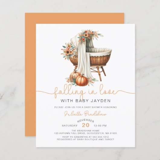 予算が恋に落ちる秋のフローラ赤ちゃんシャワー (正面/裏面)
