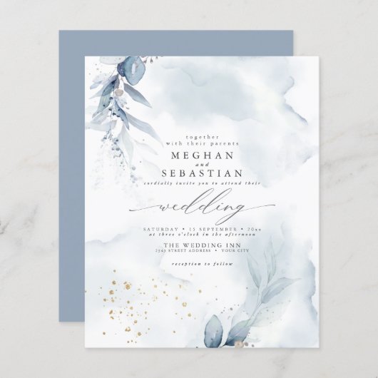 予算が美しいほこりっぽい青い葉の水色 (正面/裏面)