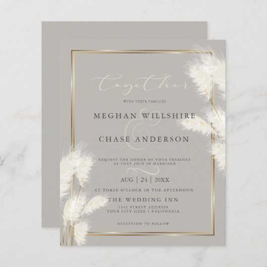 予算が美しいエレガントアイボリーパンパスグラス (正面/裏面)