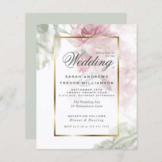 予算が美しいピンク素朴のバラ (正面/裏面)