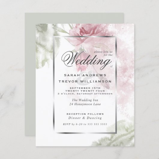 予算が美しいピンク素朴のバラ (正面/裏面)