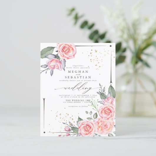 予算が美しいピンク素朴のバラ (スタンド正面)