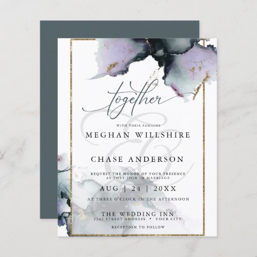 予算が美しいミュートアメジストと石板ブルー (正面/裏面)