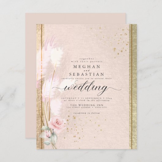 予算が美しいラグジュアリーピンクパンパスグラス (正面/裏面)