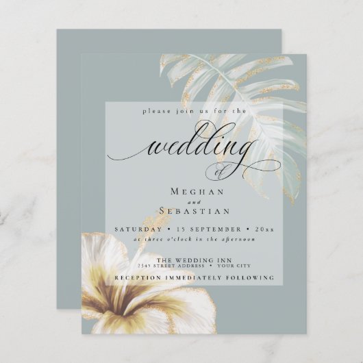 予算が美しい結婚金ゴールドイエローハイビスカス (正面/裏面)