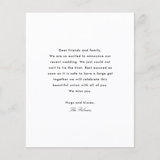 予算が許さなかったので写真でウェディング発表 (裏面)