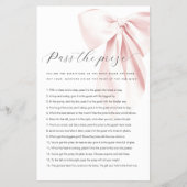 予算が賞金を通過ピンクの弓ベビーシャワーゲーム チラシ (正面)