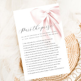 予算が賞金を通過ピンクの弓ベビーシャワーゲーム チラシ