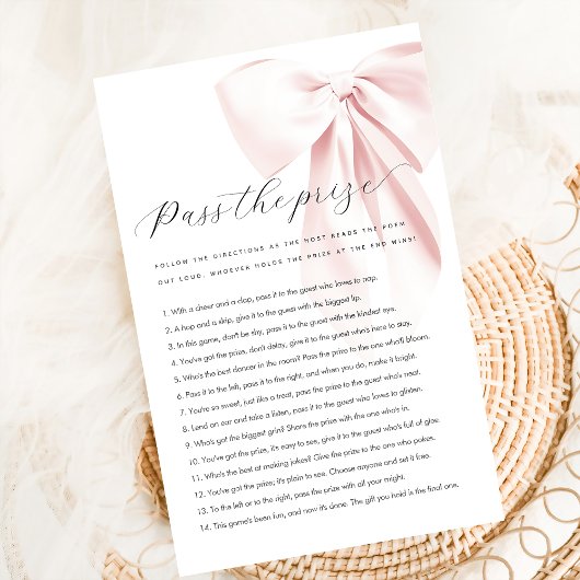 予算が賞金を通過ピンクの弓ベビーシャワーゲーム チラシ