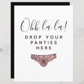 予算ここにパンティーをドロップブライダルシャワーのサイン (正面/裏面)