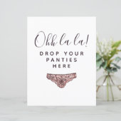 予算ここにパンティーをドロップブライダルシャワーのサイン (スタンド正面)