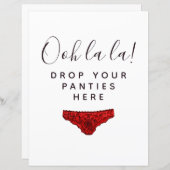予算ここにパンティーをドロップブライダルシャワーのサイン (正面/裏面)