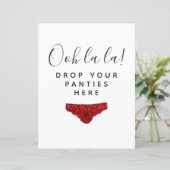 予算ここにパンティーをドロップブライダルシャワーのサイン (スタンド正面)