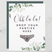 予算ここにパンティーをドロップブライダルシャワーのサイン (正面/裏面)