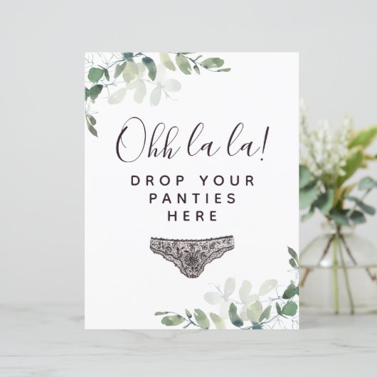 予算ここにパンティーをドロップブライダルシャワーのサイン (スタンド正面)