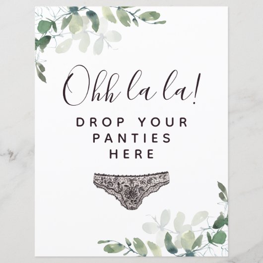 予算ここにパンティーをドロップブライダルシャワーのサイン (正面)