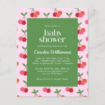 予算さくらんぼフルーツピンク緑かわいい赤ちゃんシャワー