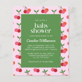 予算さくらんぼフルーツピンク緑かわいい赤ちゃんシャワー