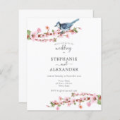 予算さくらんぼブルーバードウェディング招待 (正面/裏面)