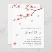 予算さくらんぼブロッサムフローラベビーシャワー招待状 (正面/裏面)