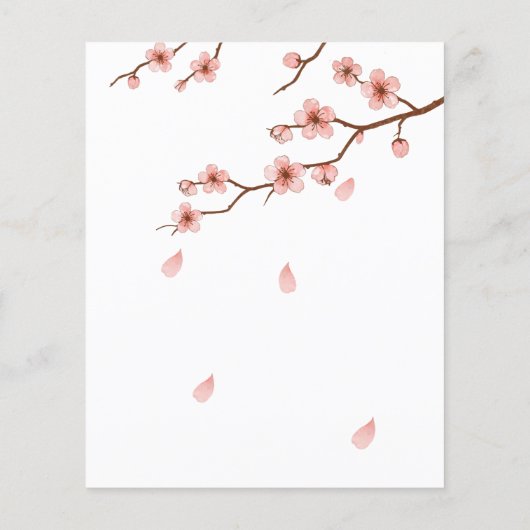 予算さくらんぼブロッサムフローラベビーシャワー招待状 (裏面)