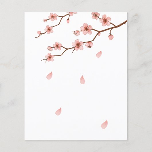 予算さくらんぼ花咲き花赤ちゃんシャワー招待状 (裏面)