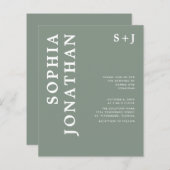 予算すべてを1つのはっきりしたタイポグラフィ結婚式の招待 (正面/裏面)