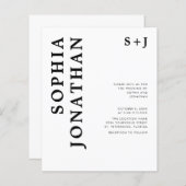 予算すべてを1つのはっきりしたタイポグラフィ結婚式の招待 (正面/裏面)
