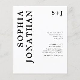 予算すべてを1つのはっきりしたタイポグラフィ結婚式の招待