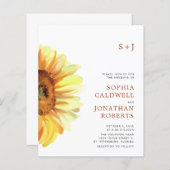 予算すべてを1つのひまわりウェディングモダン招待に追加 (正面/裏面)