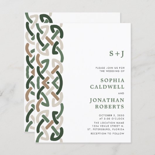予算すべてを1つのケルト結び目模様モチーフウェディング招待 (正面/裏面)