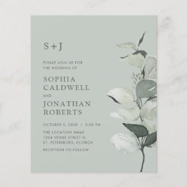 予算すべてを1つのセージeucalyptus結婚式の招待