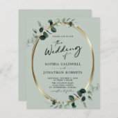 予算すべてを1つのユーカリ聖人結婚式の招待 (正面/裏面)