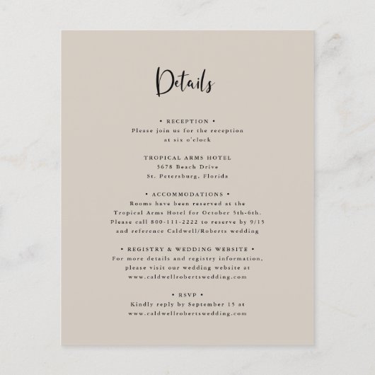 予算すべてを1つの抽象芸術大理石の結婚式の招待 (裏面)