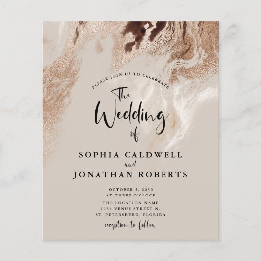 予算すべてを1つの抽象芸術大理石の結婚式の招待 (正面)
