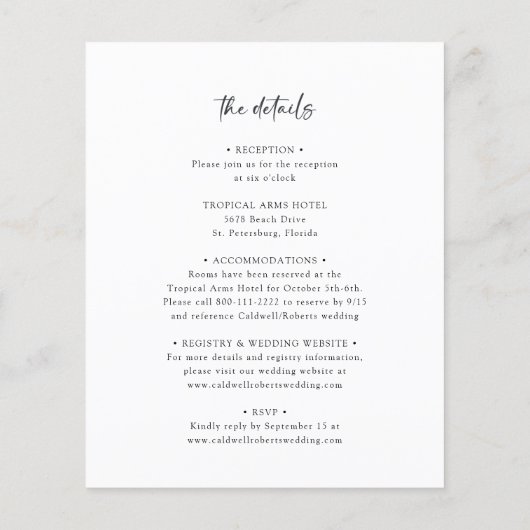 予算すべてを1つの書道結婚式招待状 (裏面)