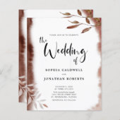 予算すべてを1つの秋の葉の結婚式招待状 (正面/裏面)