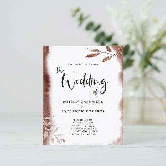 予算すべてを1つの秋の葉の結婚式招待状 (スタンド正面)