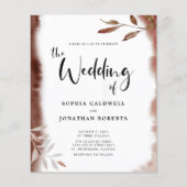 予算すべてを1つの秋の葉の結婚式招待状 (正面)